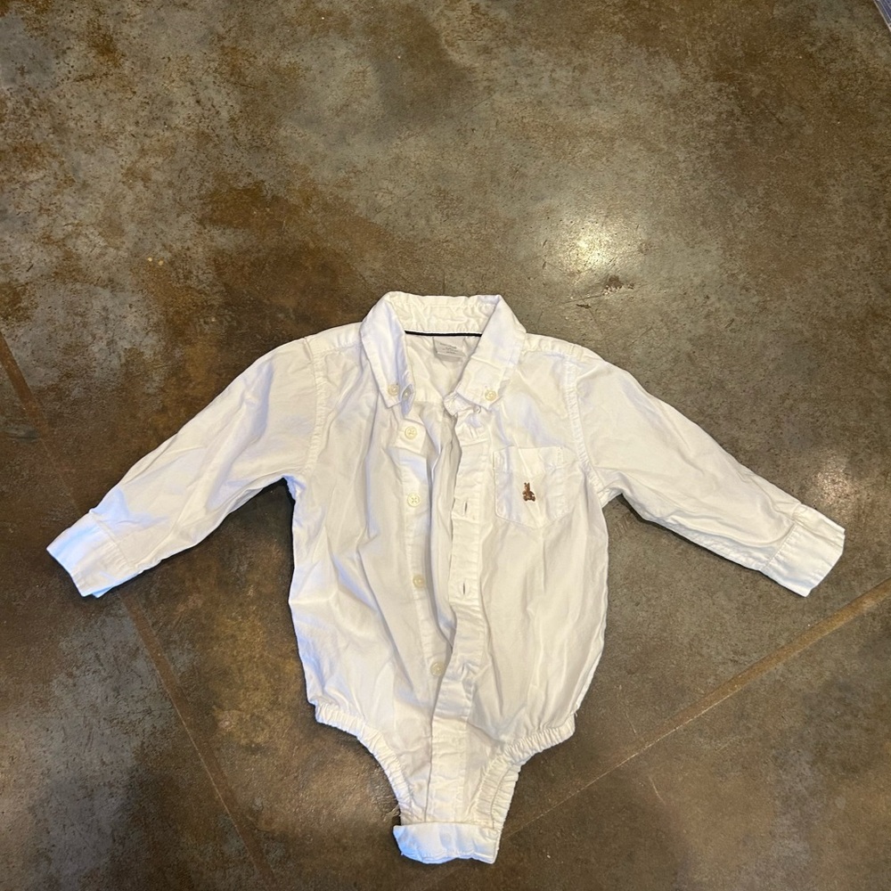 GAP White Long Sleeve Baby One Piece